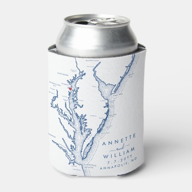 Annapolis Maryland Modern Wedding Can Cooler (Can Front)