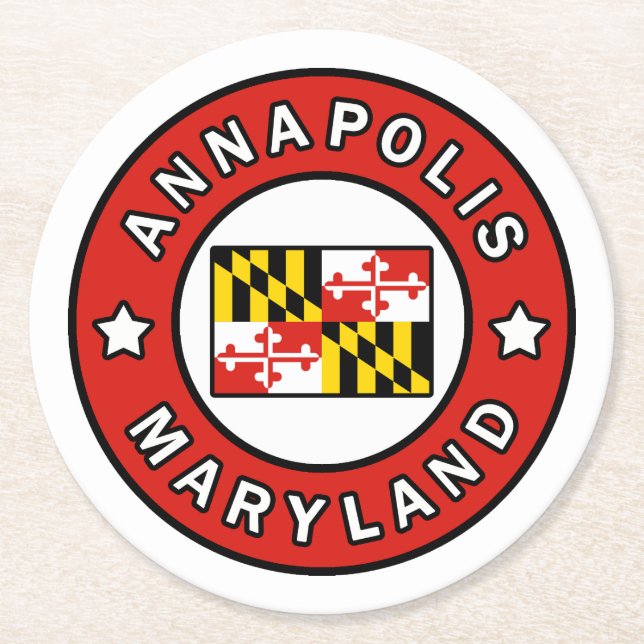 Annapolis Maryland Round Paper Coaster (Front)
