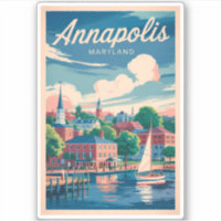 Annapolis Maryland Skyline Travel Art Vintage