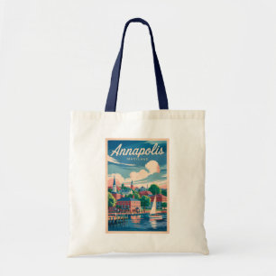 Annapolis Maryland Skyline Travel Art Vintage Tote Bag