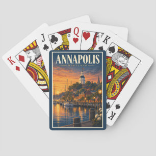 Annapolis Maryland Sunset Illustration Travel Art Poker Cards