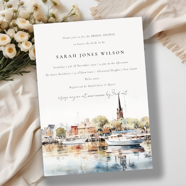 Annapolis Maryland Watercolor Bridal Shower Invitation (Creator Uploaded)