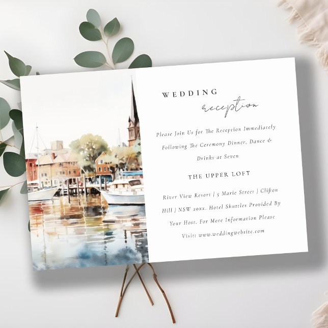Annapolis Maryland Watercolor Wedding Reception Enclosure Card (Creator Uploaded)