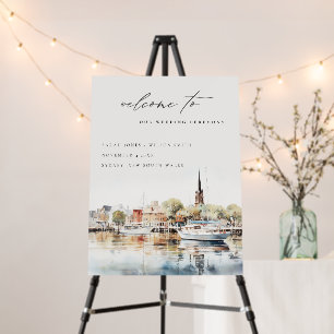 Annapolis Maryland Watercolor Wedding Welcome Foam Board