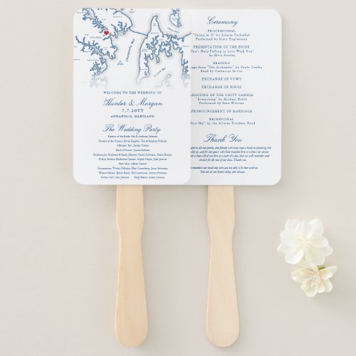 Annapolis Maryland Wedding Program Elegant Wedding Hand Fan