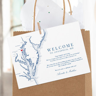 Annapolis Maryland Wedding Welcome Itinerary Thank You Card