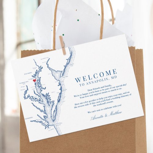 Annapolis Maryland Wedding Welcome Itinerary Thank You Card