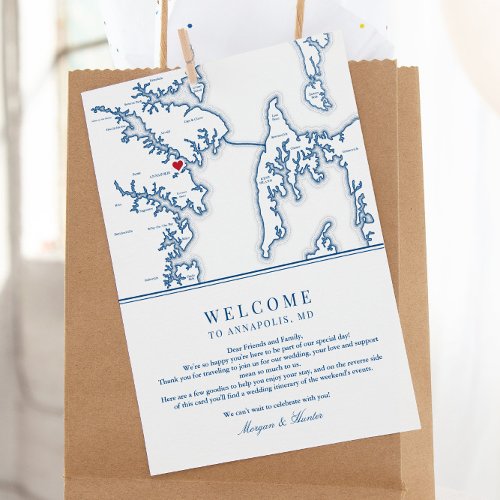 Annapolis Maryland Wedding Welcome Itinerary Thank You Card