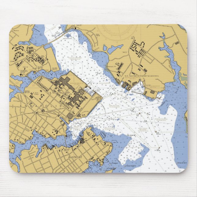 Annapolis MD Nautical Harbor Chart Mousepad (Front)