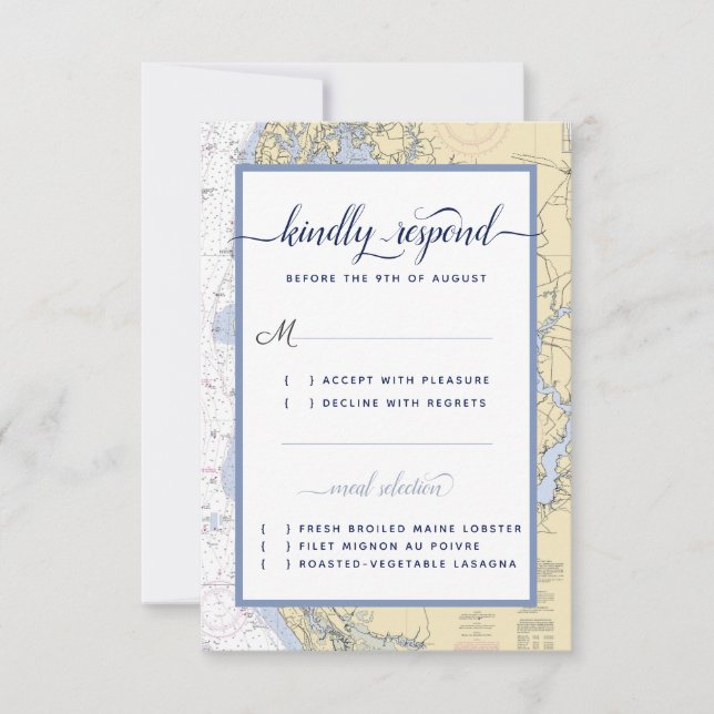 Annapolis MD Semi-Formal Nautical Wedding / Event RSVP Card (Front)