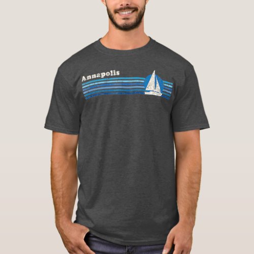 Annapolis MD  Vintage 80s Sailboat Sunset T_Shirt