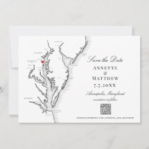 Annapolis MD Wedding Elegant Black White QR code Save The Date
