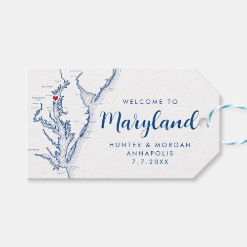 Annapolis Minimal Modern Navy Wedding Welcome Gift Tags