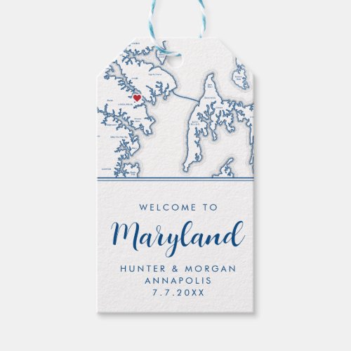 Annapolis Minimal Modern Navy Wedding Welcome Gift Tags