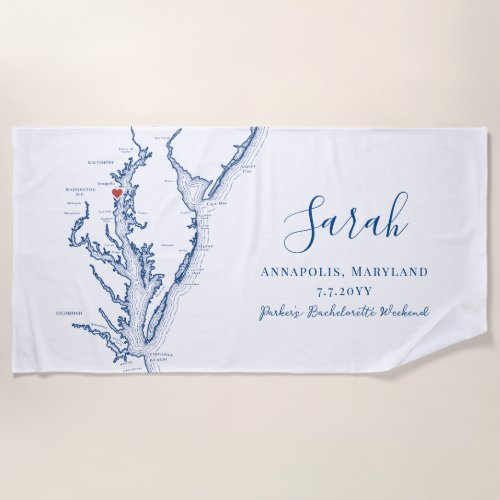 Annapolis Personalized Bachelorette Weekend Beach Towel