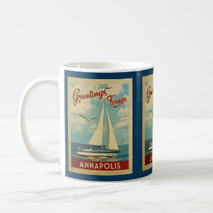 Annapolis Sailboat Vintage Travel Maryland Coffee Mug