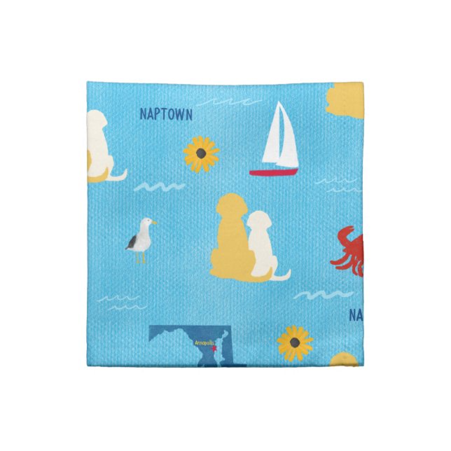 Annapolis Summertime Pup Cloth Napkin (Quarter Fold)