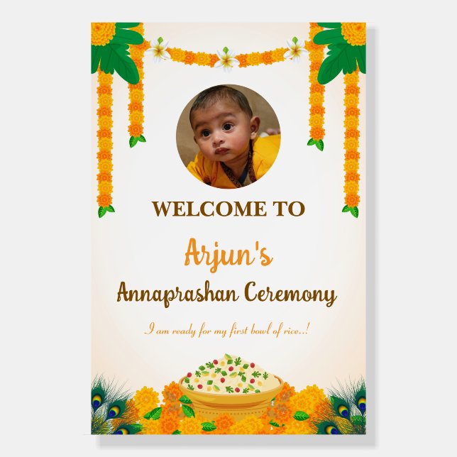 Annaprasan Ceremony Welcome Board, Rice Feeding Foam Board (Front)