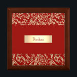 Annaprashan Ceremony Gift Box<br><div class="desc">Adorable gold floral frame in combination with red background.
Unique,  elegant,  beautiful gift box with custom name - perfect for Annaprashan first rice ceremony.</div>