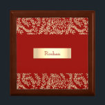 Annaprashan Ceremony Gift Box<br><div class="desc">Adorable gold floral frame in combination with red background.
Unique,  elegant,  beautiful gift box with custom name - perfect for Annaprashan first rice ceremony.</div>