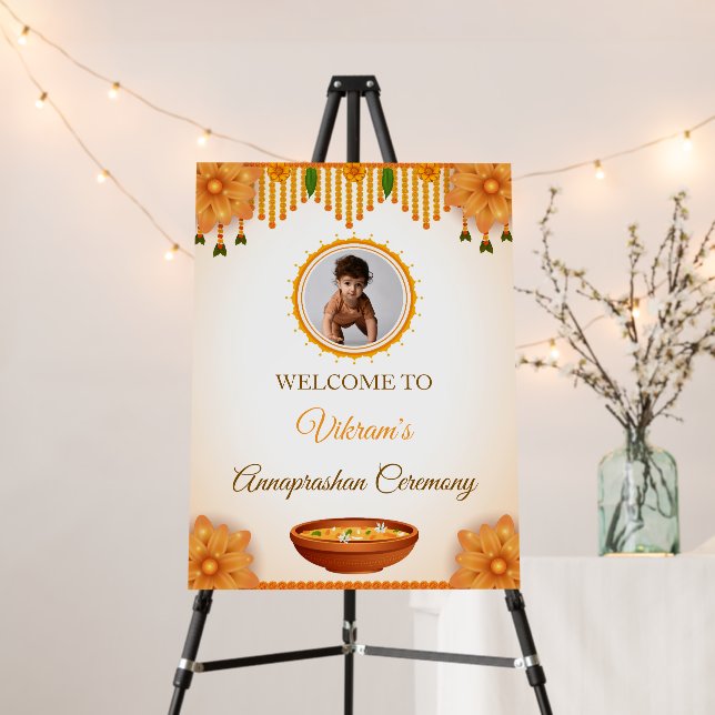 Annaprashan Ceremony Welcome Sign As Rice Feeding (In Situ (Stand))