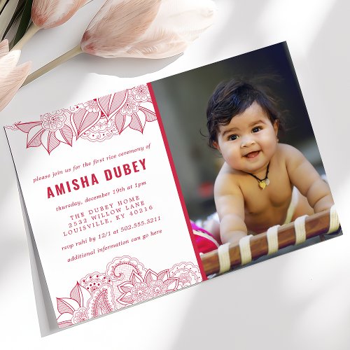 Annaprashan First Rice Ceremony Floral Paisley Invitation