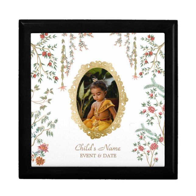 Annaprashan First Rice Ceremony Floral Photo Gift Box (Front)