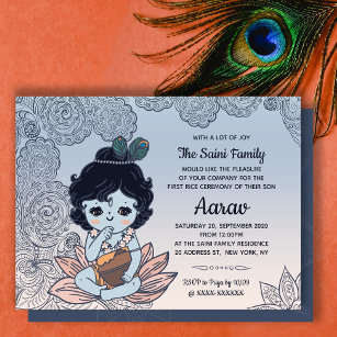 hindi baby girl birthday invitation card radha theme