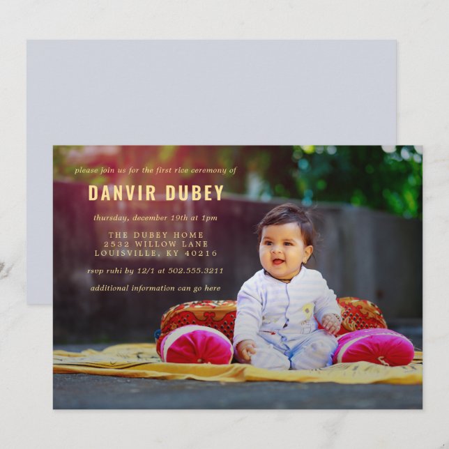 Annaprashan First Rice Ceremony Photo Invitation (Front/Back)