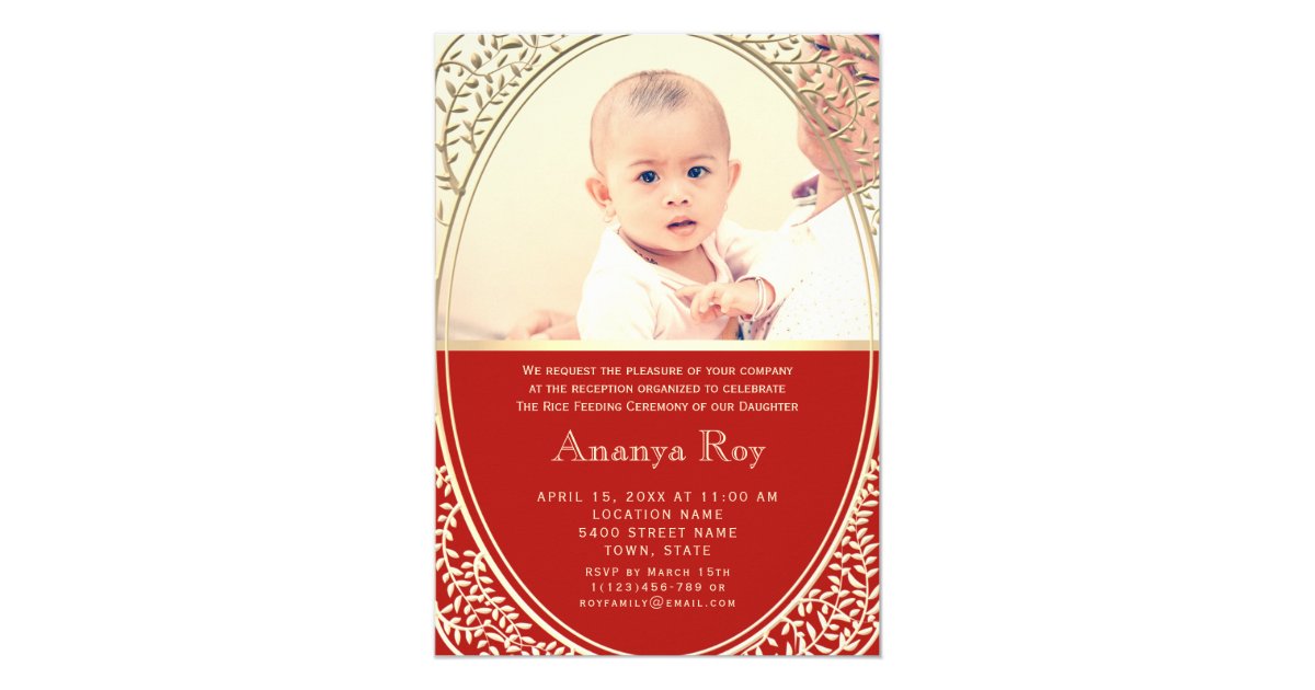 Annaprashan First Rice Ceremony Photo Invitation | Zazzle.com