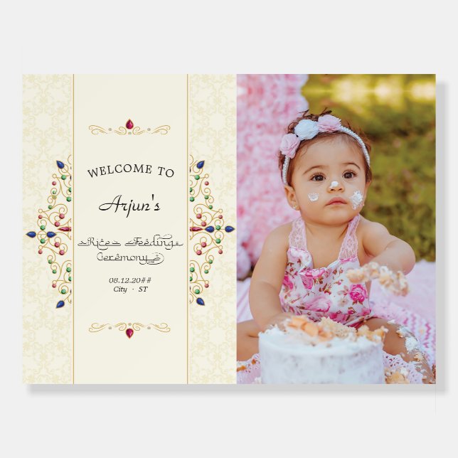 Annaprashan First Rice Ceremony Photo Welcome Sign (Front)