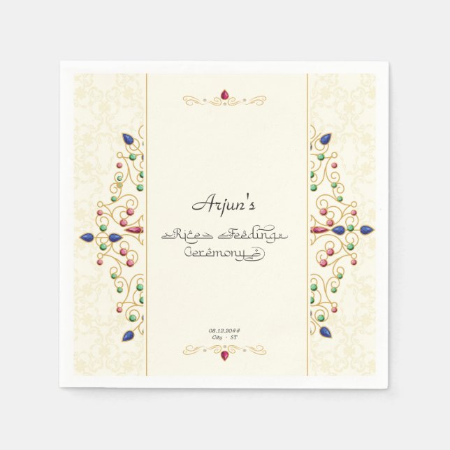 Annaprashan First Rice Ceremony Photo Welcome Sign Napkins (Front)