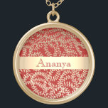 Annaprashan Gold Plated Necklace<br><div class="desc">Adorable gold floral frame in combination with red background.
Unique,  elegant,  beautiful gold plated necklace with custom name of the baby girl - perfect gift for Annaprashan first rice ceremony.</div>