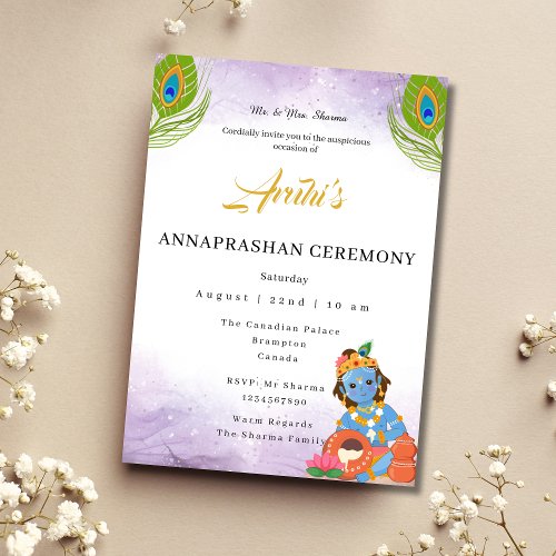 Annaprashan invitation First Rice Ceremony Invite