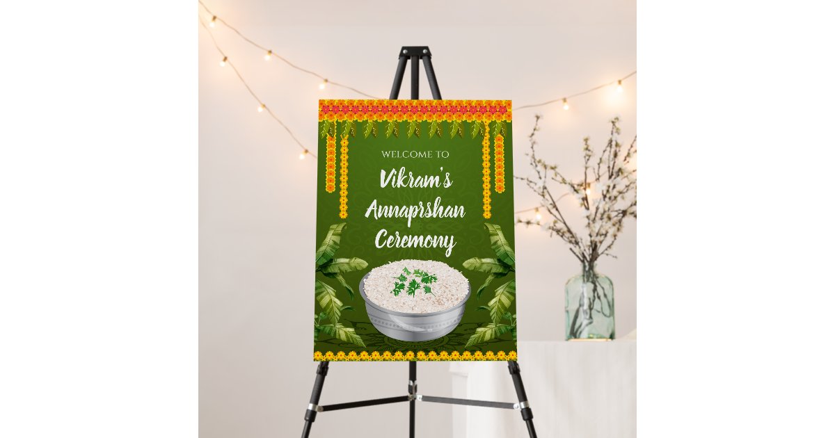 Welcome Rice Annaprashan welcome sign & Rice ceremony sign | Zazzle