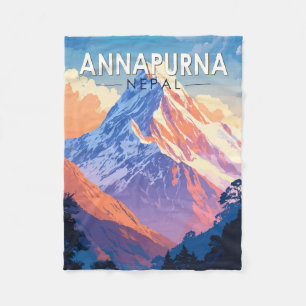 Annapurna Nepal Travel Art Vintage Fleece Blanket