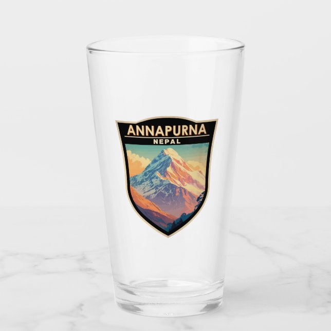 Annapurna Nepal Travel Art Vintage Glass (Front)