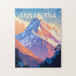 Annapurna Nepal Travel Art Vintage Jigsaw Puzzle<br><div class="desc">Annapurna in a vector art style. Annapurna is a mountain situated in the Annapurna mountain range of Gandaki Province,  north-central Nepal. It is the 10th highest mountain in the world.</div>