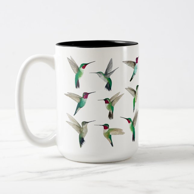 Anna's and Broad-tailed Hummingbirds Two-Tone Coffee Mug (Left)
