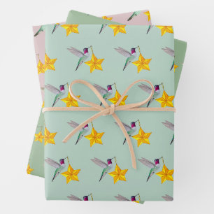 Anna's and Costa's Hummingbirds and Stars Wrapping Paper Sheets