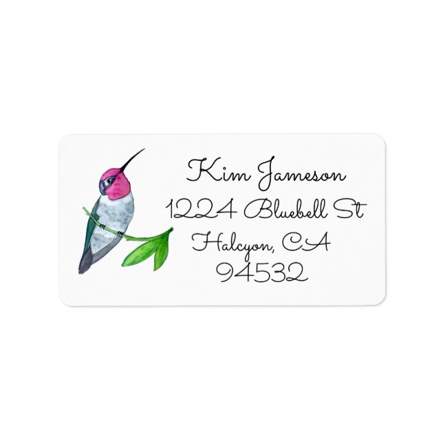 Anna's Hummingbird Address Label (Front)