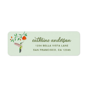 Anna's Hummingbird and Flowery Branch Label