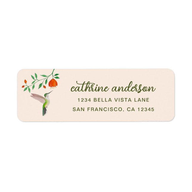 Anna's Hummingbird and Flowery Branch Label (Front)