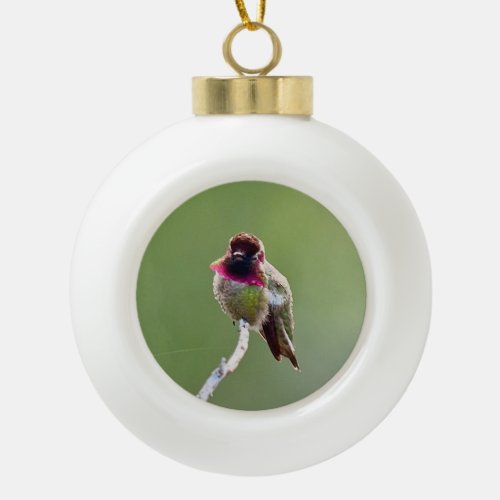 Annas Hummingbird Ceramic Ball Christmas Ornament