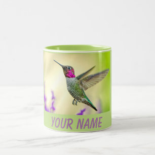 Anna's Hummingbird in Flight Personalized Name Two-Tone Coffee Mug