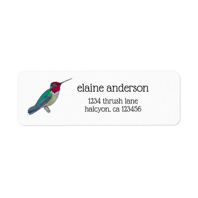 Anna's Hummingbird Label (Front)