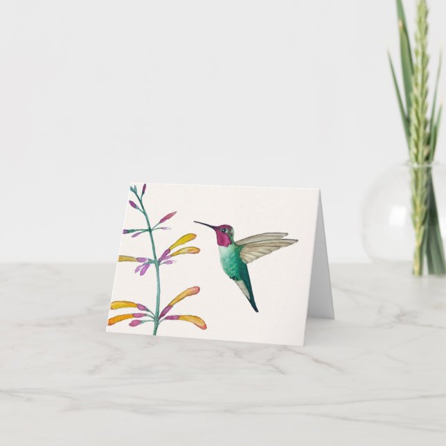 Anna's Hummingbird Letterpress Thank You Card (Front)