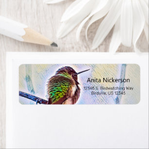 Anna's Hummingbird On Branch Pastel Colors Address Label