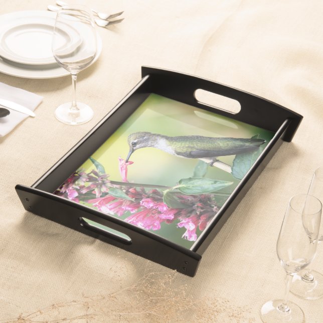 Anna's Hummingbird on the Anise Hyssop Flowers Serving Tray (Front)