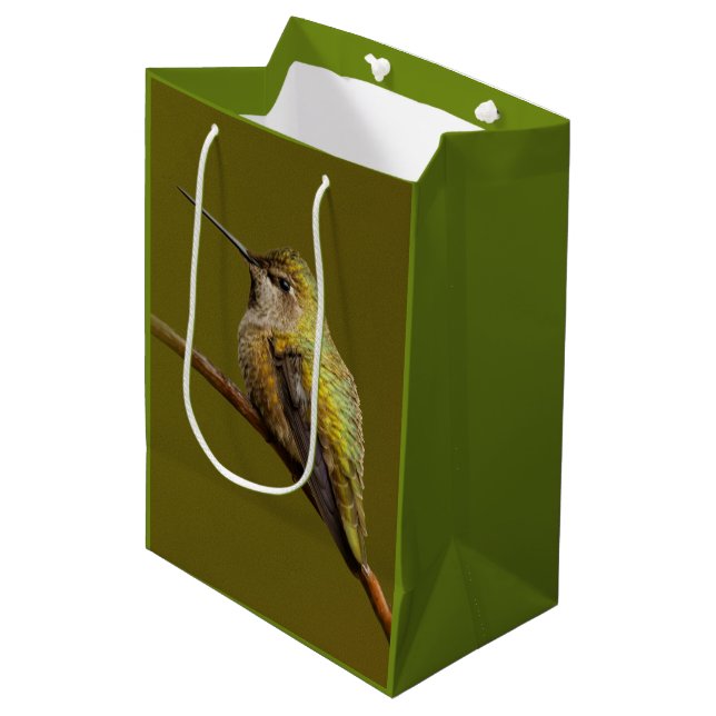 Anna's Hummingbird on the Scarlet Trumpetvine Medium Gift Bag (Front Angled)